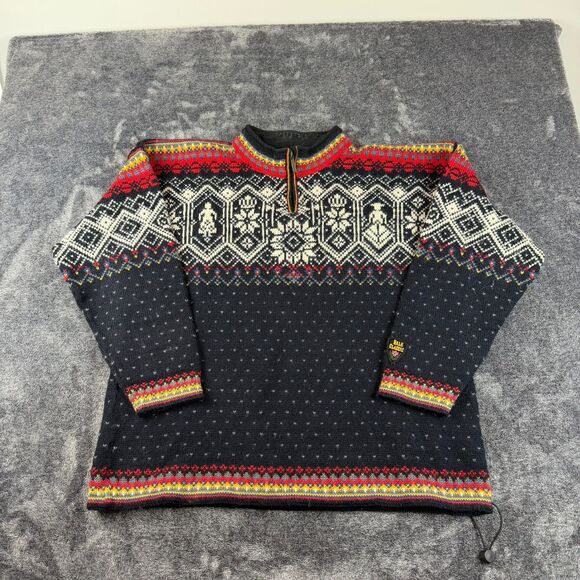 Vtg Dale Of Norway Pure New Wool 1/4 Zip Knit Sweater Fair Isle Nordic Men's XL - Picture 1 of 13